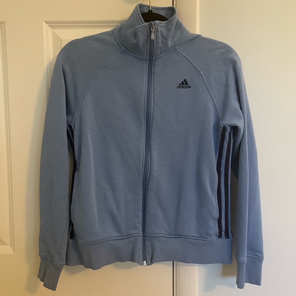 Adidas Women's Light Blue Zip-up Jacket